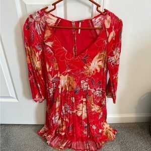 Free people floral tunic mini dress